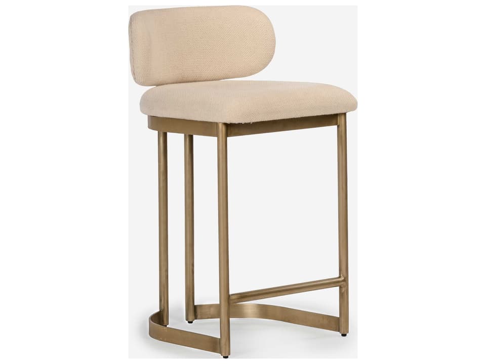 Shay Antique Brass Upholstered Counter Stool