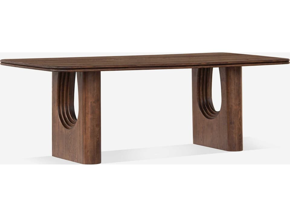 Layered Rectangle Dining Table in Mud Brown Oak Wood