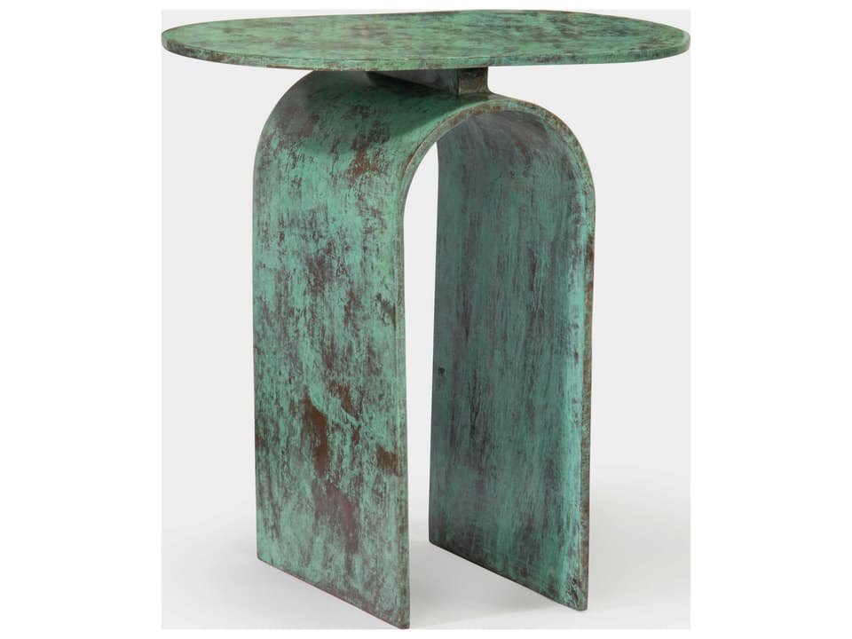 Vault Oval Metal Green Patina End Table