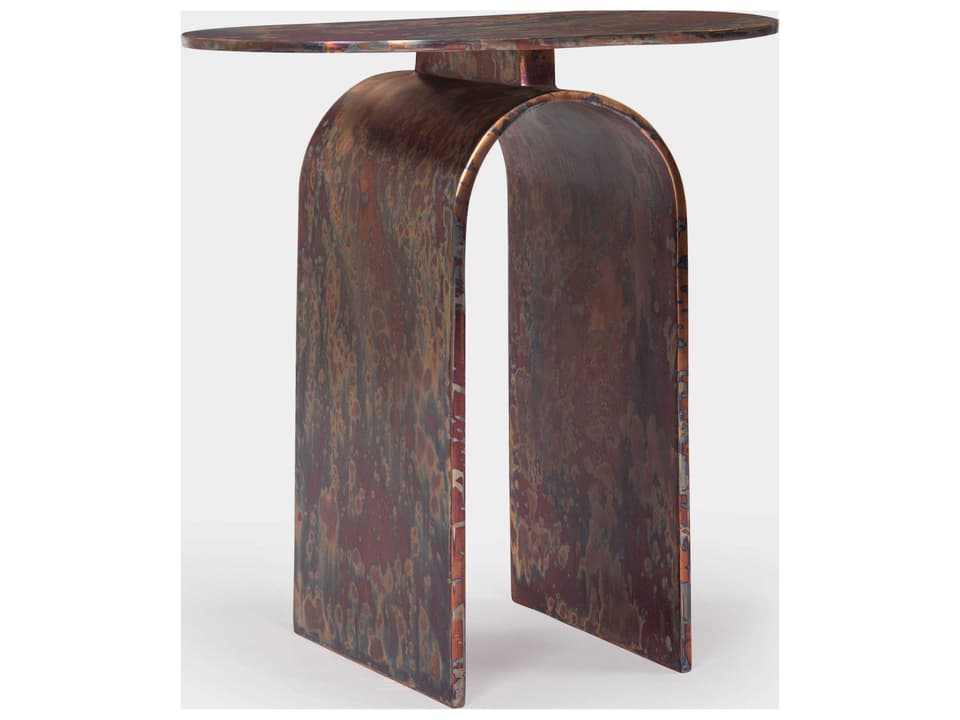 Vault Oval Metal Oxidized End Table
