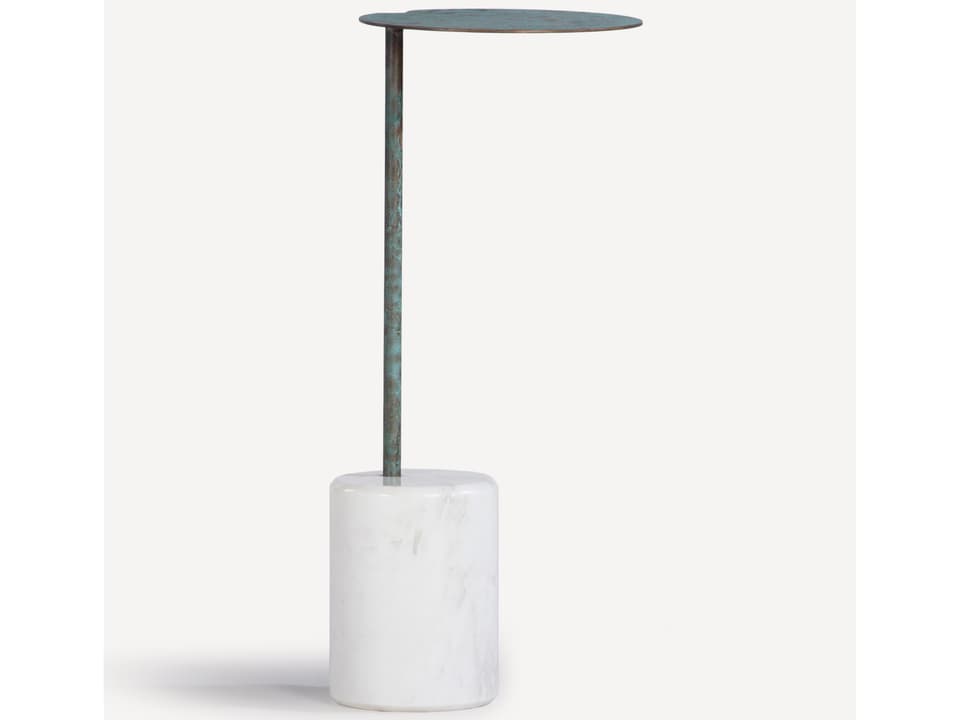 Lily Small Round Drink Table Green Patina Finish
