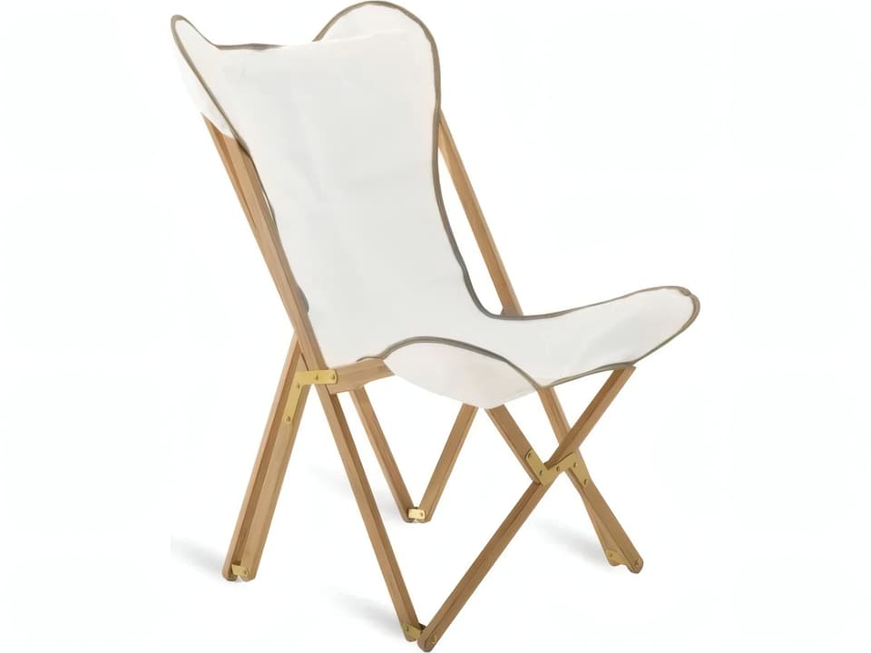 EMY Foldable Teak Armchair with Brass Hardware