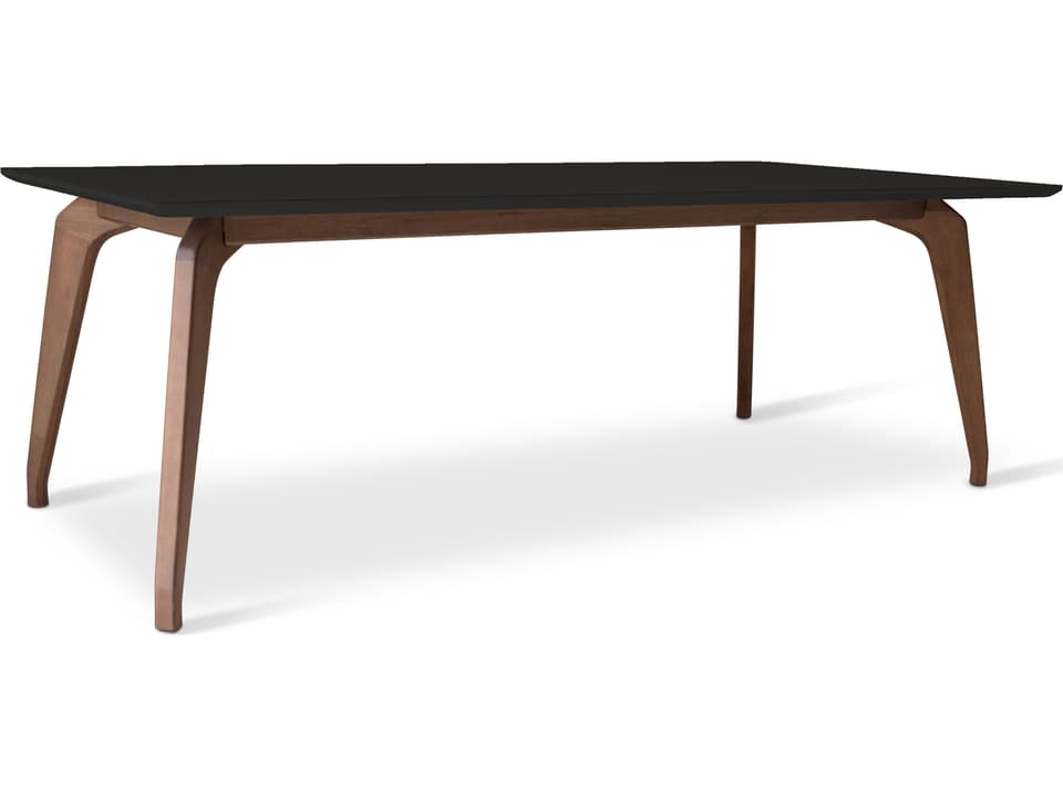Modern Brazilian Giane Rectangular 87-Inch Dining Table Black Glass Top