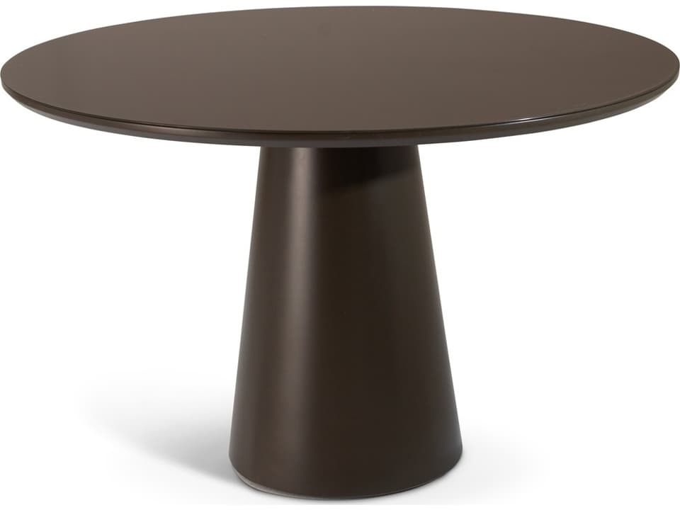 Mona Round Glass Top Dining Table with Wood Veneer Base