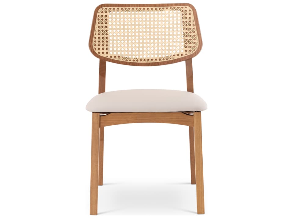 Beth 2.0 Cane Upholstered Dining Side Chair in Damasco and Solid Tauari Wood