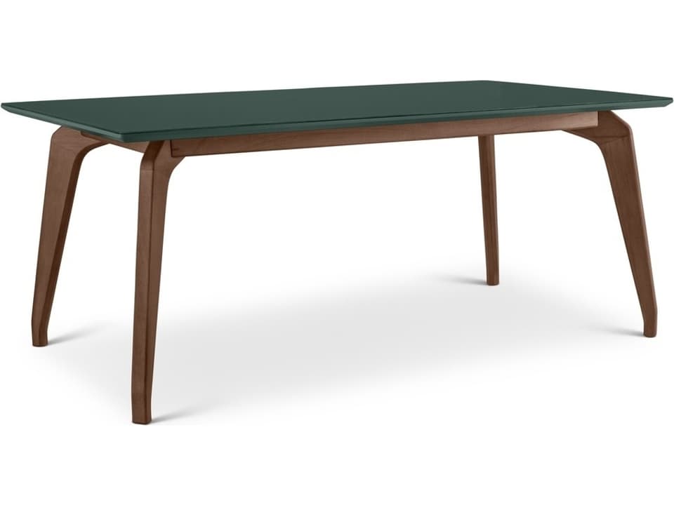 Giane 70-Inch Rectangle Dining Table in Florest Glass and Tauari Wood