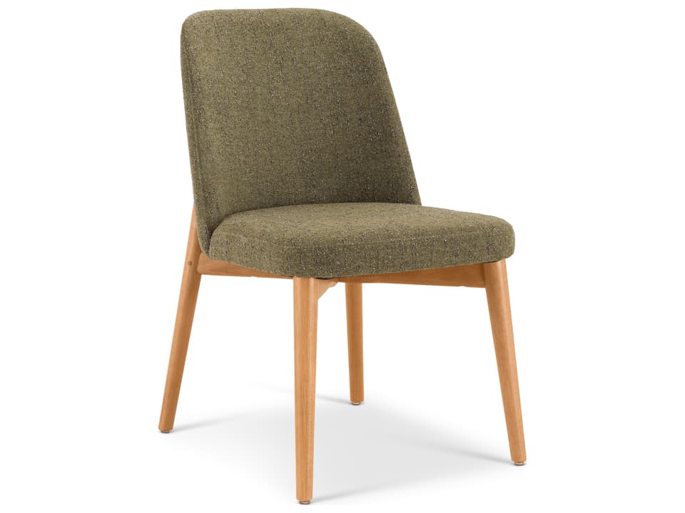 Tonia Upholstered Dining Side Chair in Damasco Green with Natural Blonde Solid Wood Legs