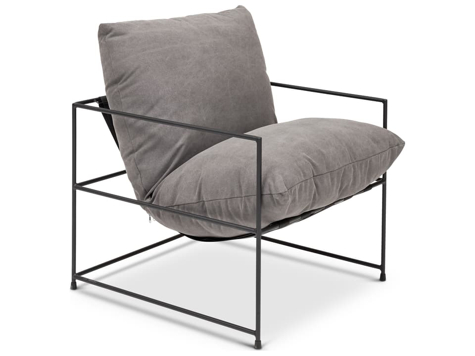 Trent Washed Grey Upholstered Accent Chair Cotton Blend