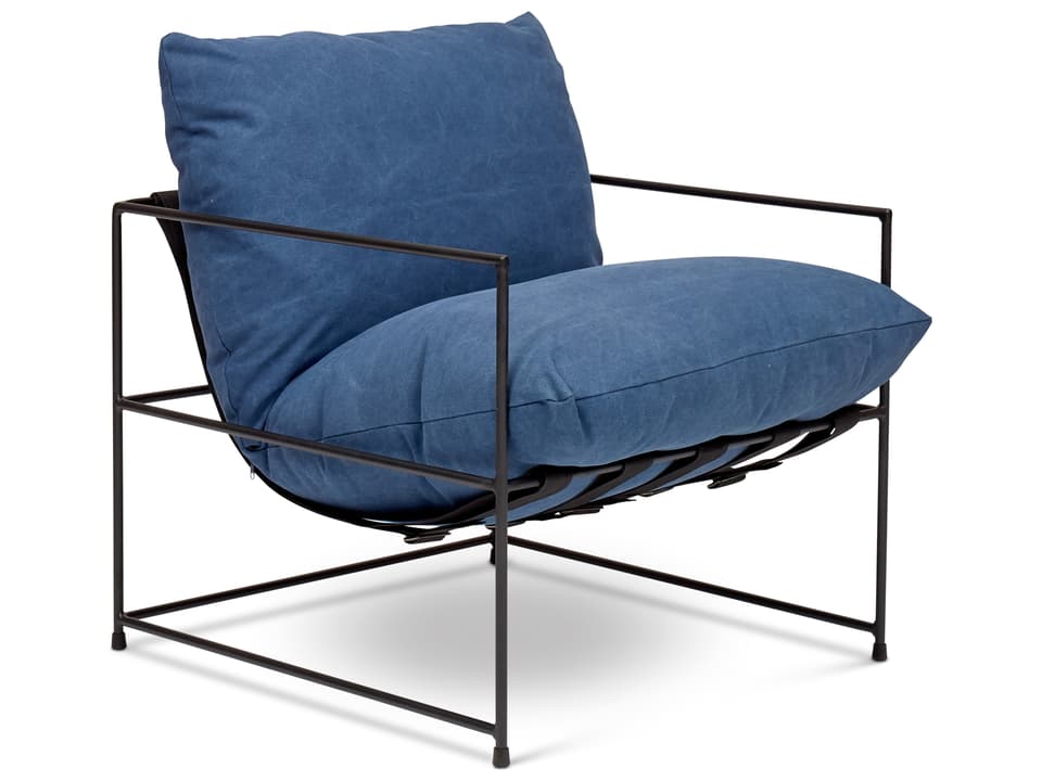 Metro Trent Accent Chair Washed Navy Upholstery Modern