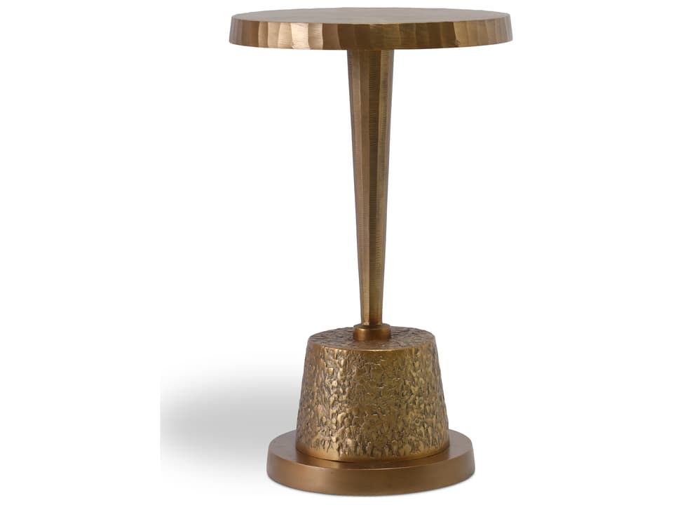 Ines Round End Table in Antique Brass Reclaimed Aluminum