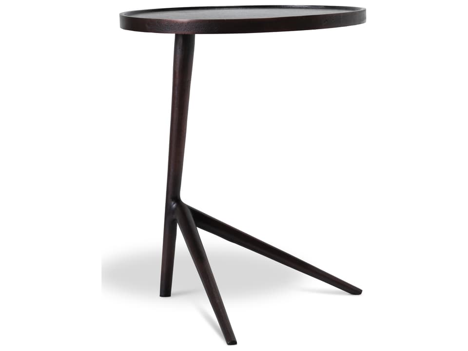 Leo Round End Table in Antique Brass Reclaimed Aluminum