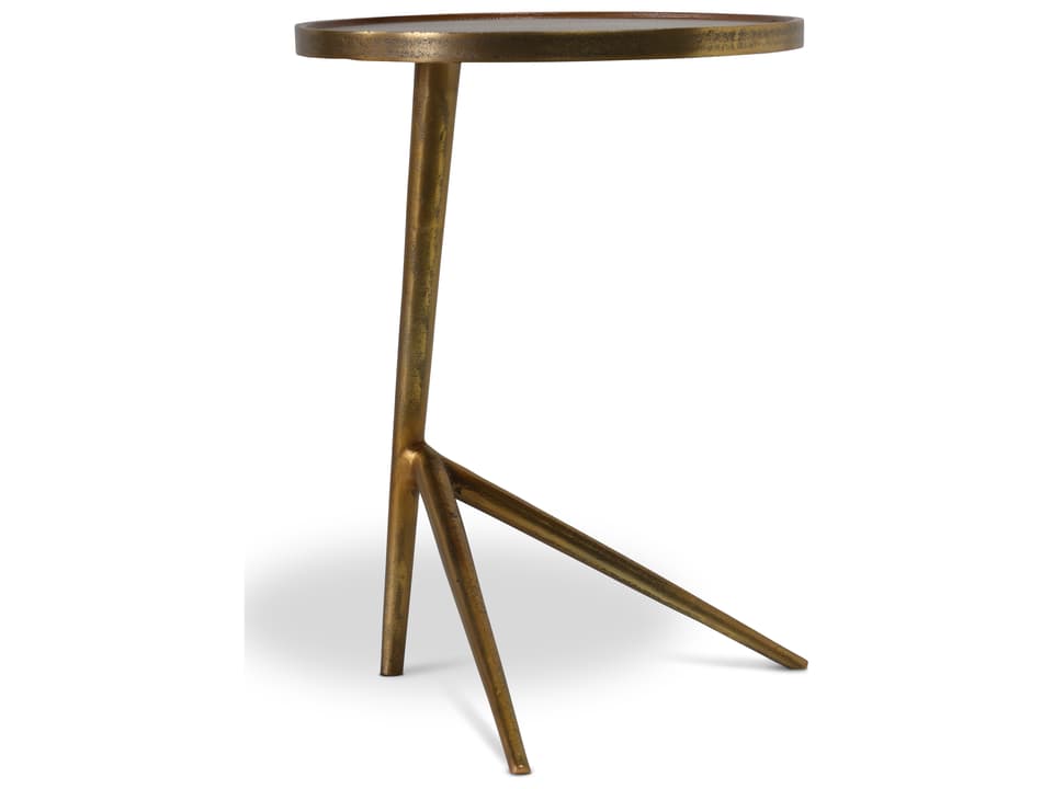 Leo Round End Table in Antique Brass Reclaimed Aluminum