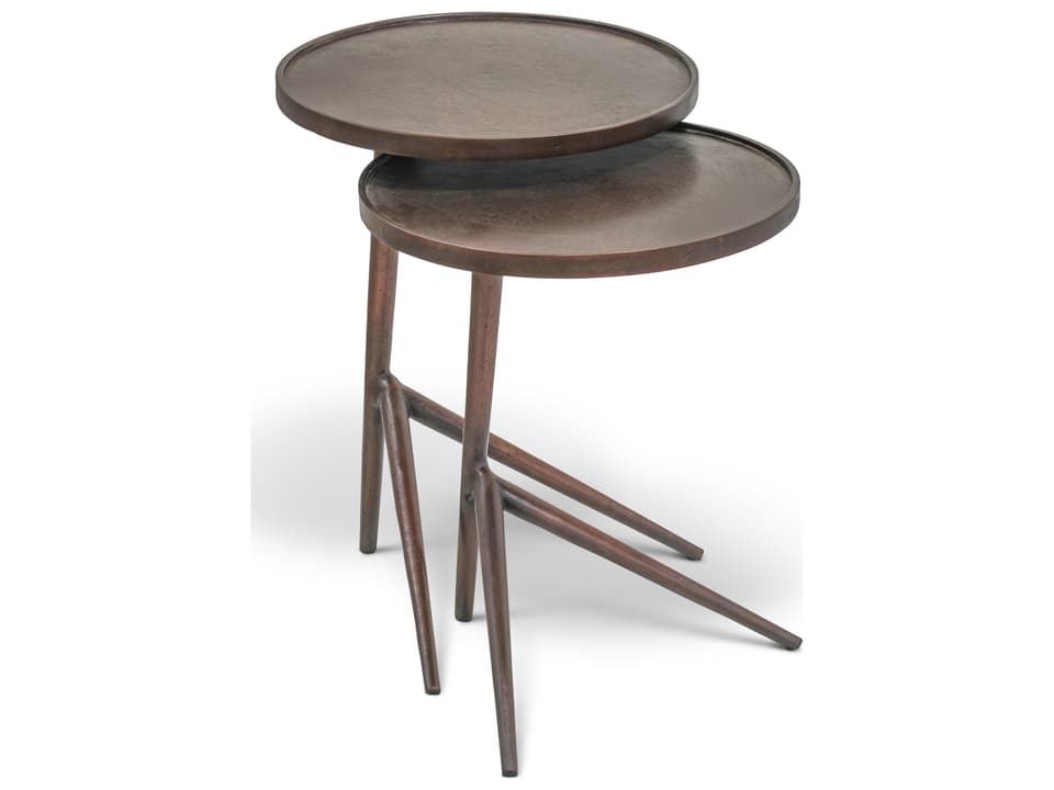 Elements Round Metal Antique Copper End Table Nesting Set
