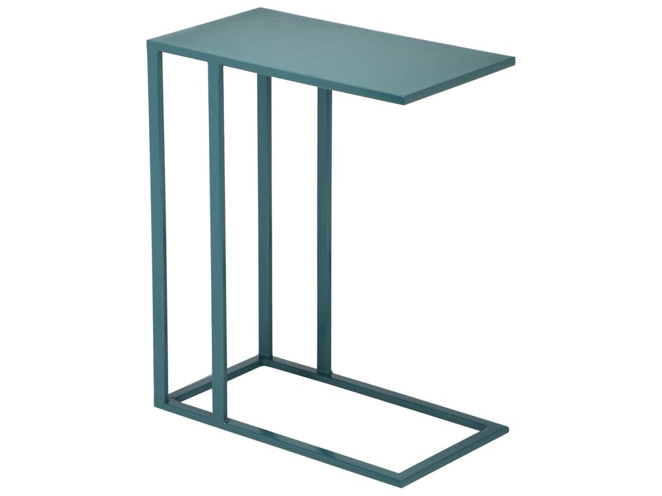 Elements Tanu C-Table End Table in Teal Enamel and Black Powder-Coated Iron