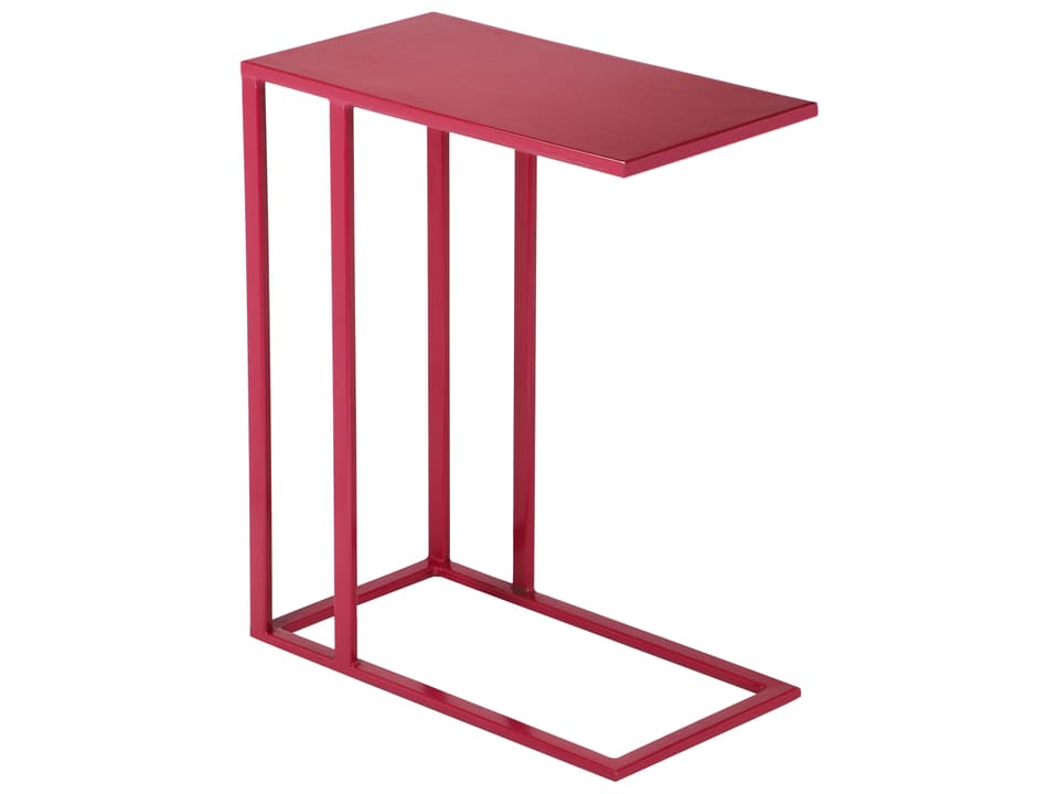 Tanu C-Table End Table in Plum Enamel with Black Powder-Coated Iron Frame