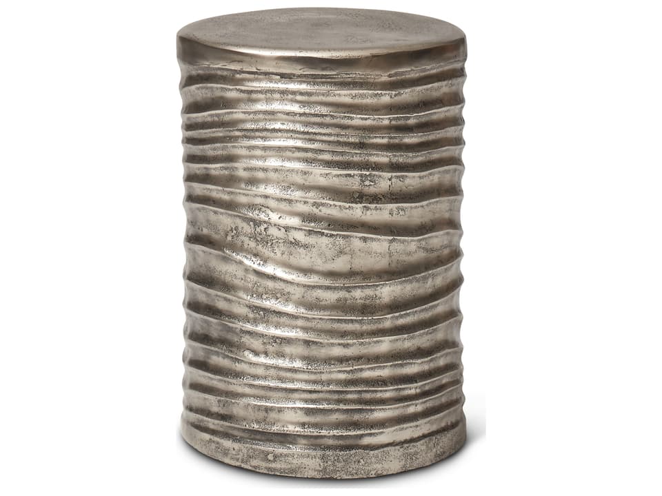 Elements Tara Reclaimed Aluminum Accent Stool in Vintage Silver