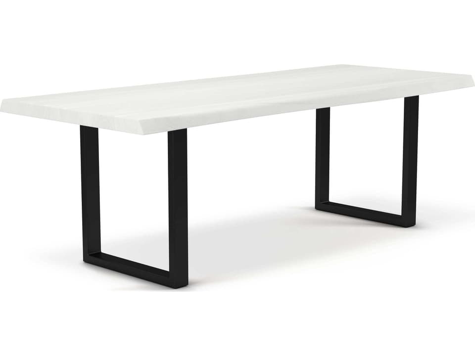 Brooks 79-Inch Rectangle Dining Table with White Wash Acacia Top and Black Base