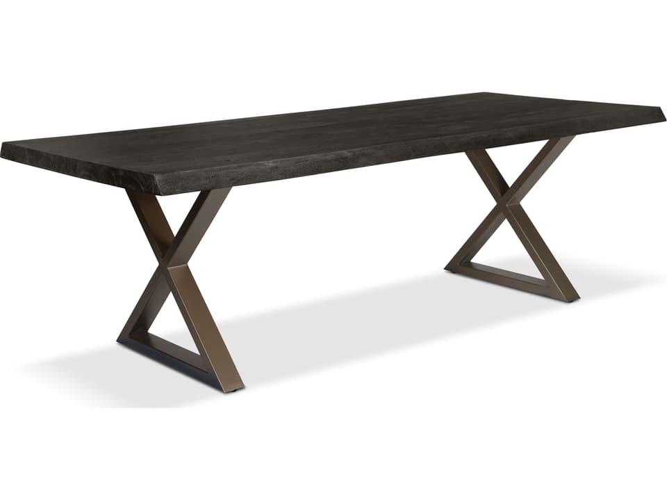 Brooks 92-Inch Rectangle Dining Table in Ebonized Acacia and Brass