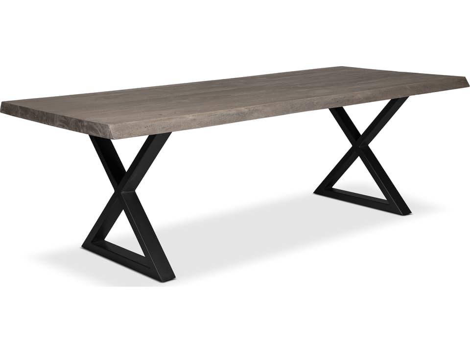 Brooks 92-Inch Rectangle Dining Table in Sandblasted Grey with Black X Base