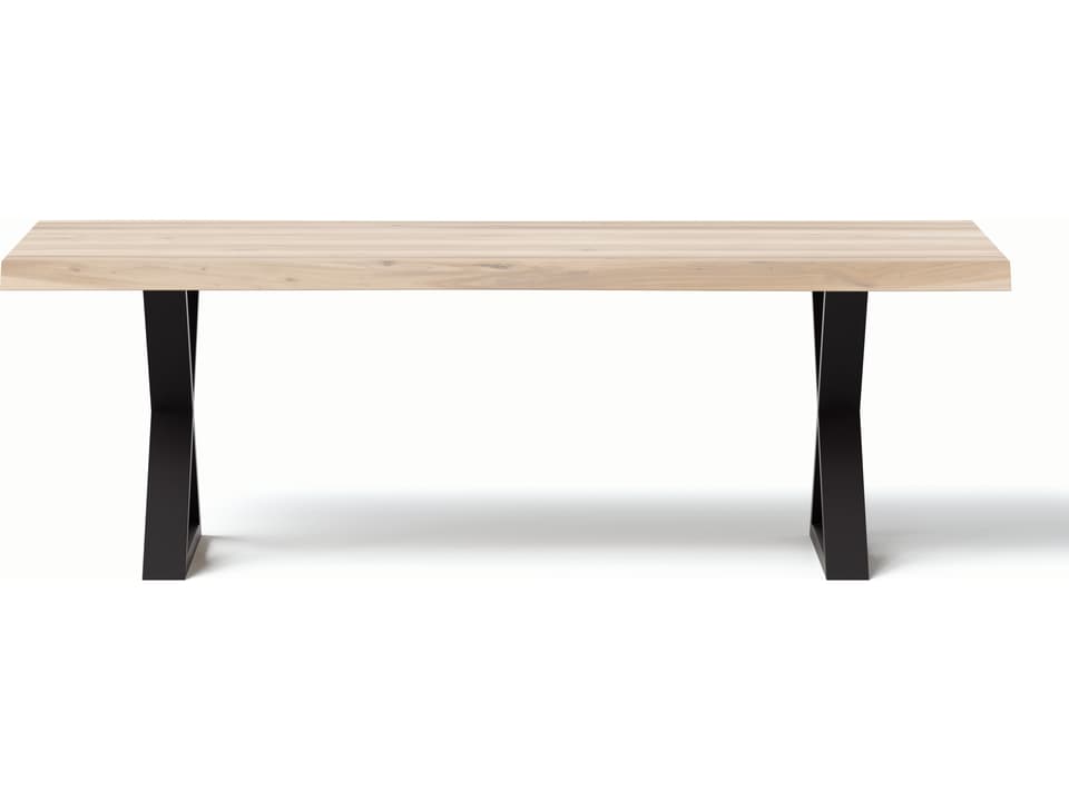 Brooks Rectangle 92-Inch Dining Table in White Wash Acacia with Black X-Base