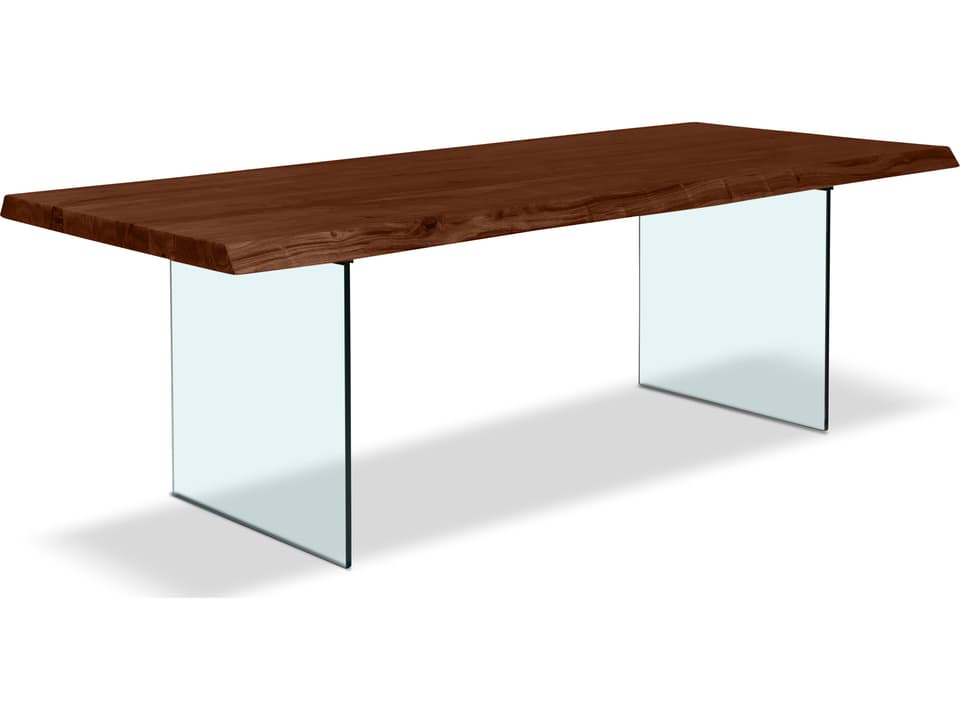 Brooks Rectangular Dining Table Americano Wood With Glass Base