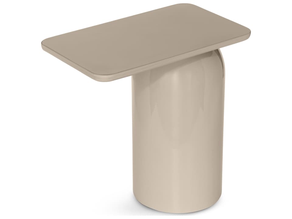 Alessia Rectangular Metal End Table in Latte Taupe with Enamel Finish