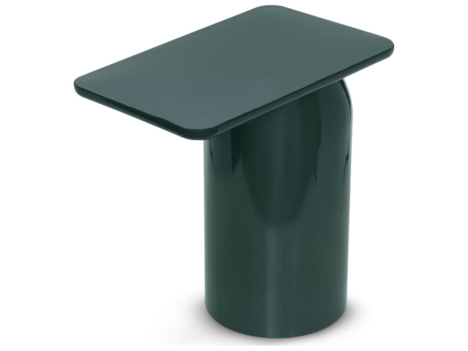 Alessia Rectangular Enamel End Table in Obsidian Green
