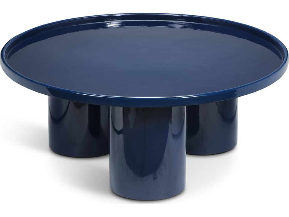 Eclat Sofia Enamel Round Metal Navy Coffee Table