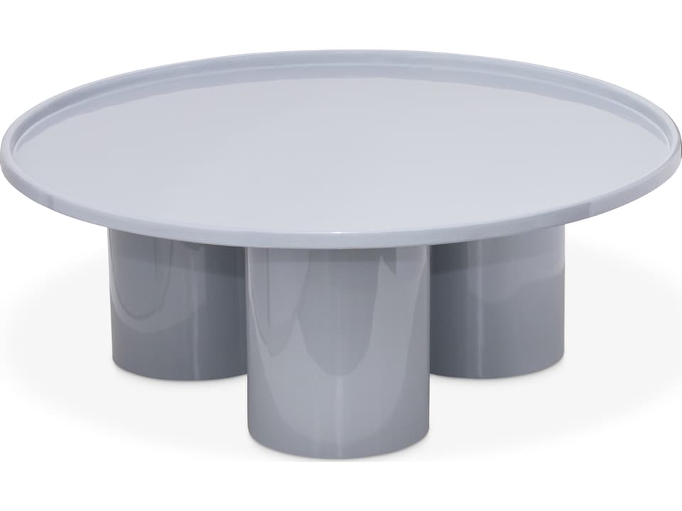 Eclat Sofia Pearl Blue Enamel Round Coffee Table with Metal Frame