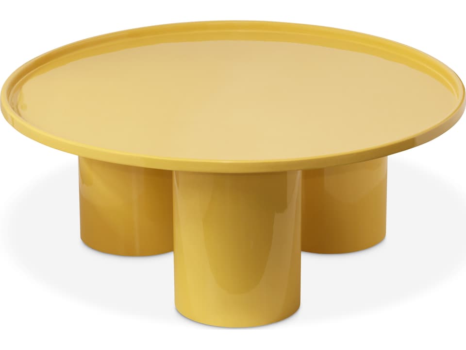 Eclat Sofia Round Coffee Table in Yellow Ochre Enamel and Iron