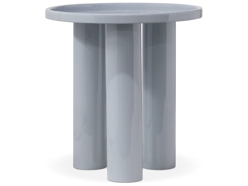 Sofia Round Metal End Table Pearl Blue with Enamel Finish