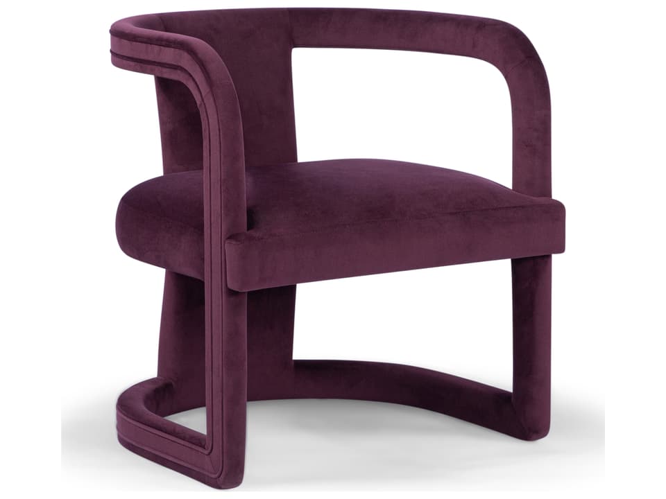 Metro Rory Barrel Accent Chair in Plum Velvet