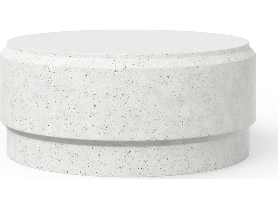 Urbia Mixx Barrel 39 Inch Ivory Terrazzo Concrete Round Coffee Table