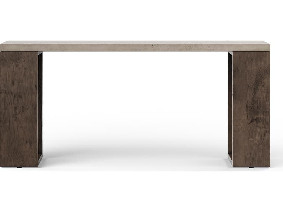 Mixx Dark Grey Concrete and Oak Wood Rectangular Console Table