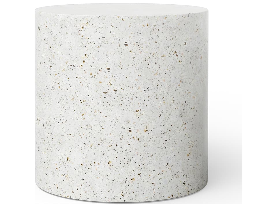 Mixx Una 20-Inch Round Pedestal End Table in Ivory Terrazzo