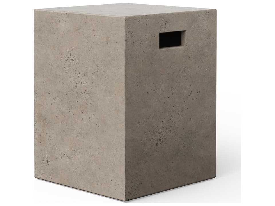 Urbia Mixx Una Fiber-Reinforced Concrete Accent Stool Dark Grey with Cutout Handles