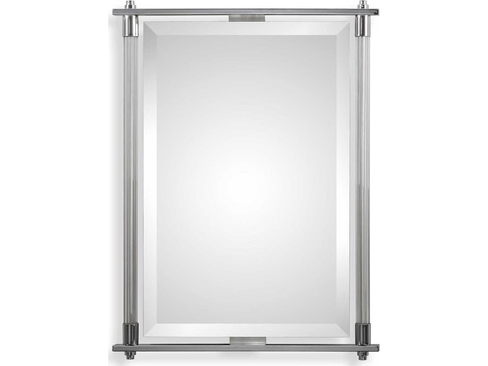 Adara Ribbed Glass Vanity Mirror Polished Chrome