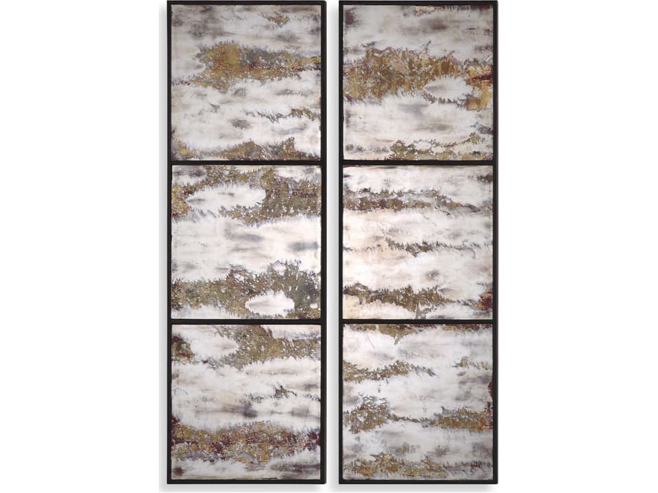Rahila Set of 2 Antiqued Wall Mirrors in Deep Earth Tones
