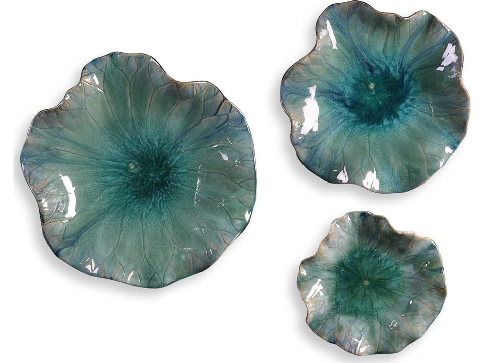 Abella Ceramic Flower Wall Decor Set of 3 in Caribbean Tones