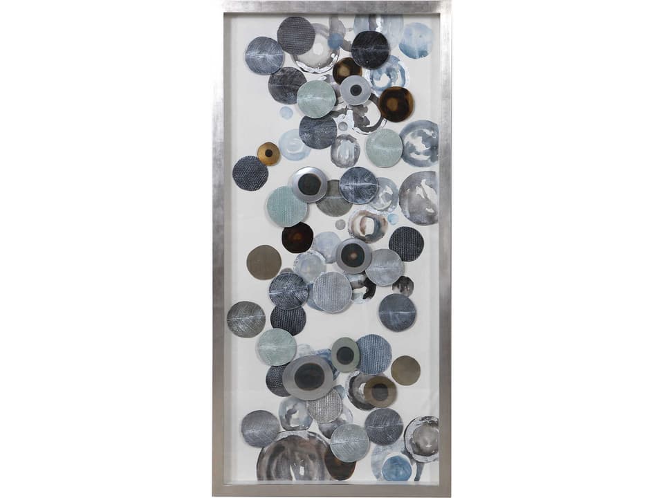 Kella Shadow Box Wall Art Abstract Iron Discs Silver Green