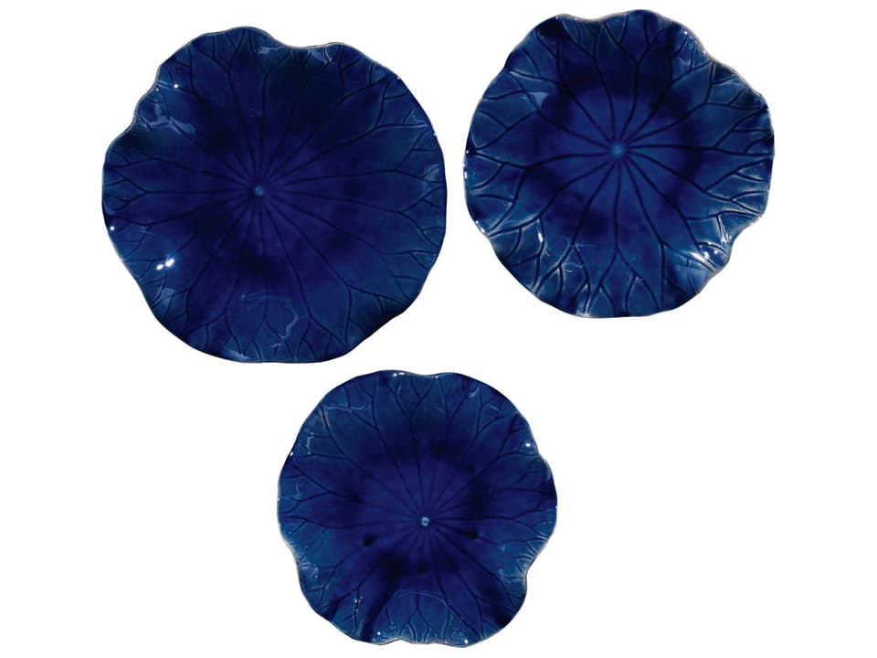 Abella Ceramic Wall Decor Set of 3 in Cobalt Blue
