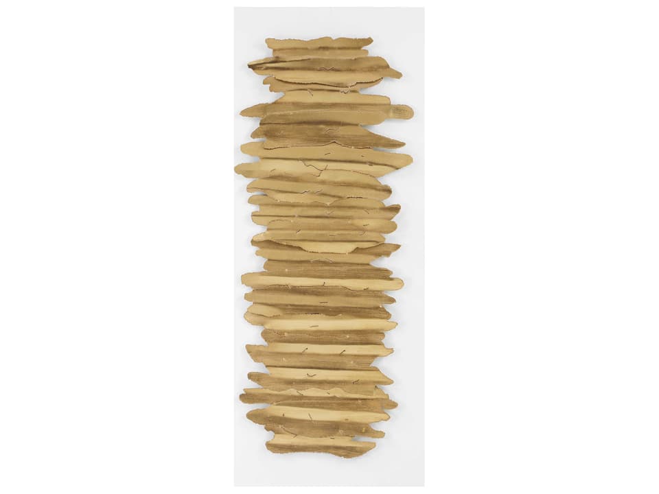 Lev Metal Wall Decor in Antique Gold Leaf and Matte White