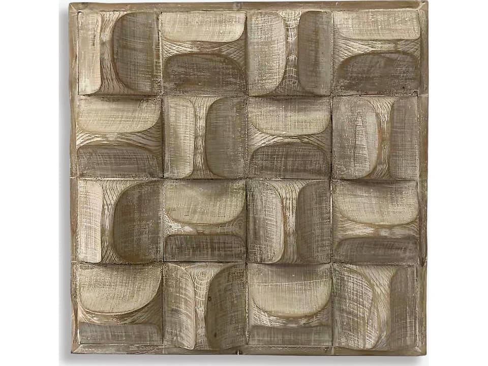 Pickford Wood Wall Decor Distressed Natural Wash and Ivory Highlights