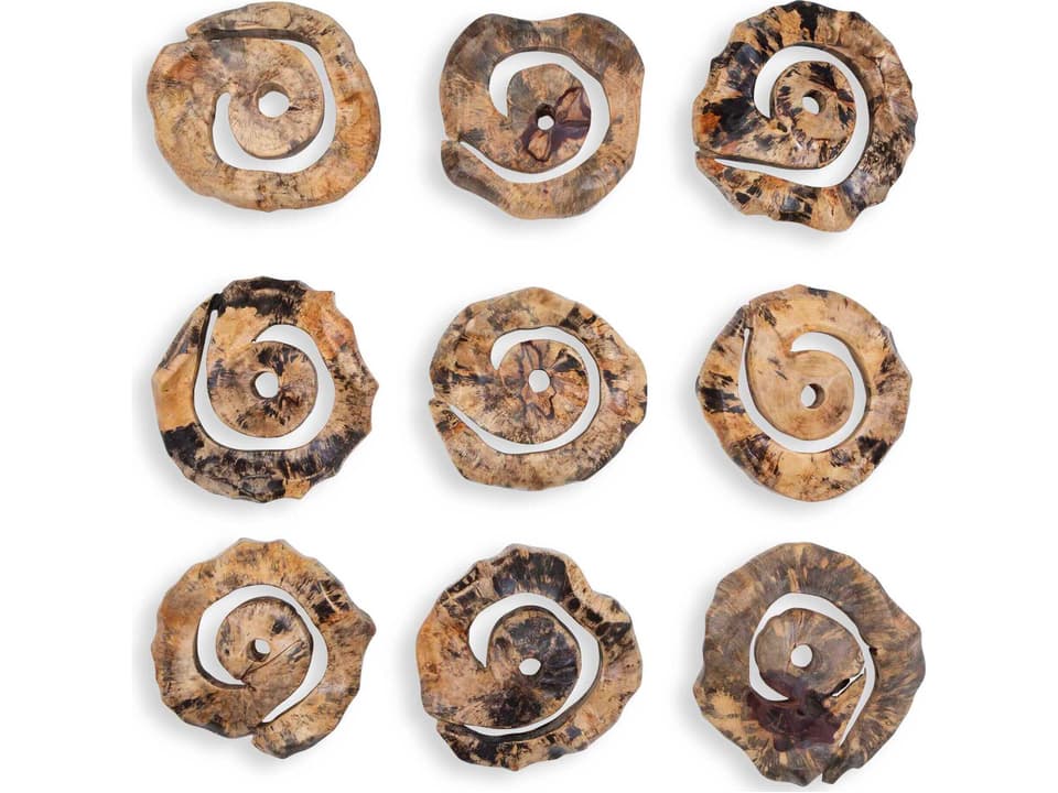 Corkscrew Wood Wall Decor Set of 9