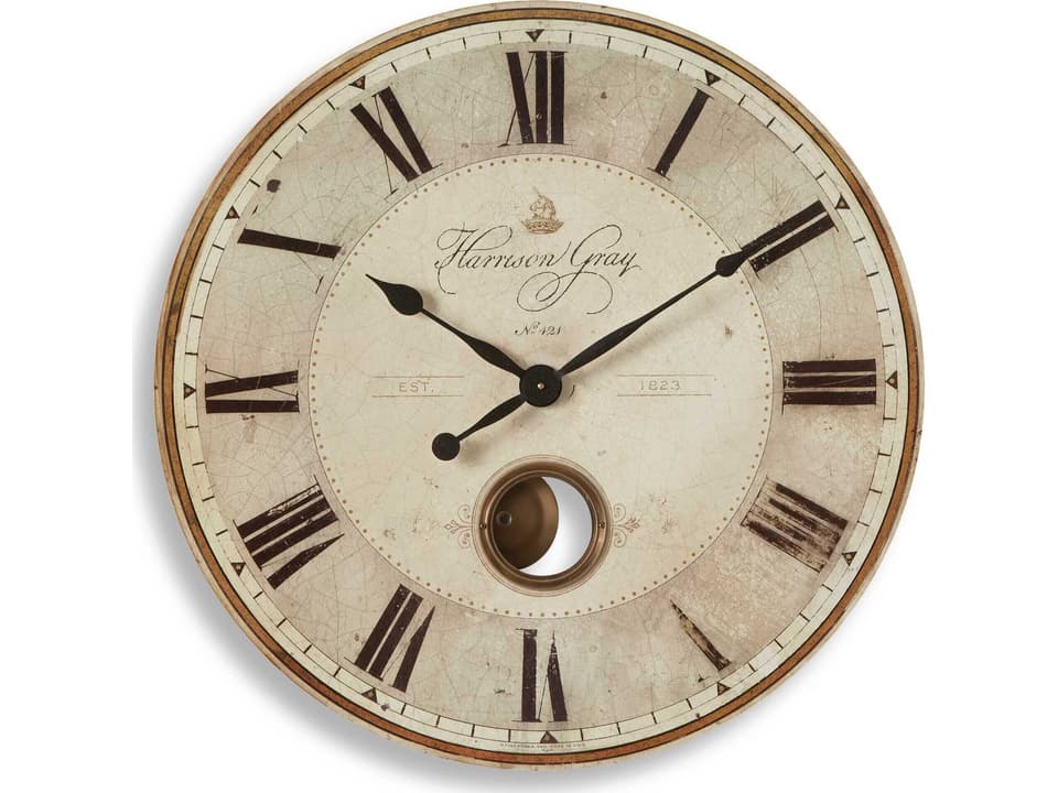 Harrison Gray 30-Inch Wall Clock with Internal Pendulum