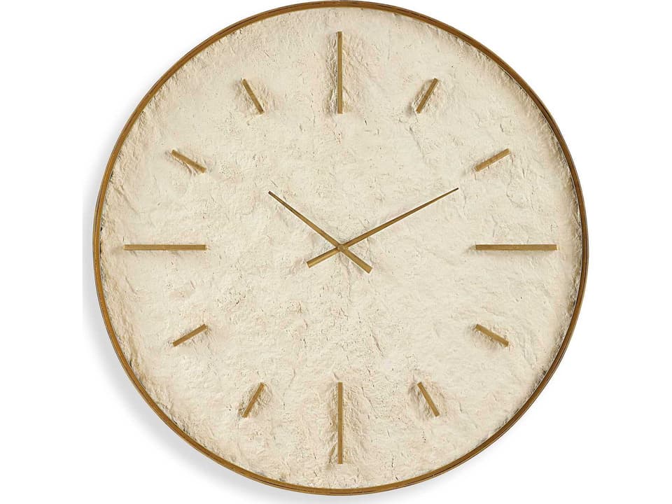 Stone Serenity Wall Clock Antique Gold Metal Frame