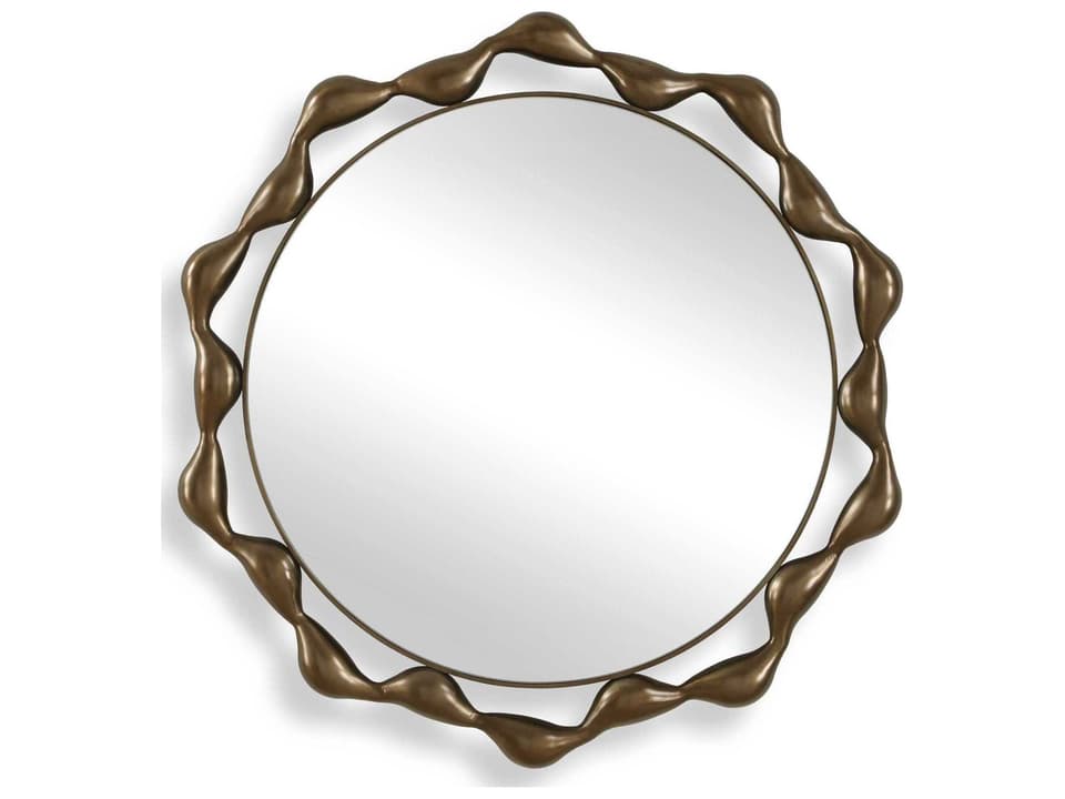 Remolino Round Mirror with Plated Warm Bronze Finish