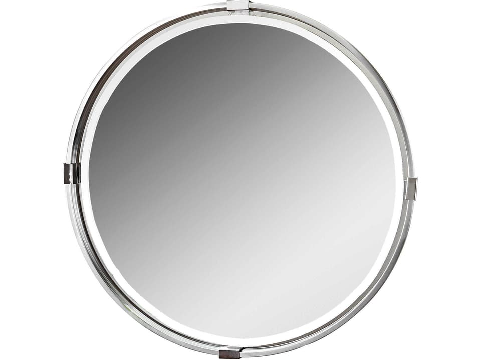 Tazlina 29-Inch Round Wall Mirror in Brushed Nickel