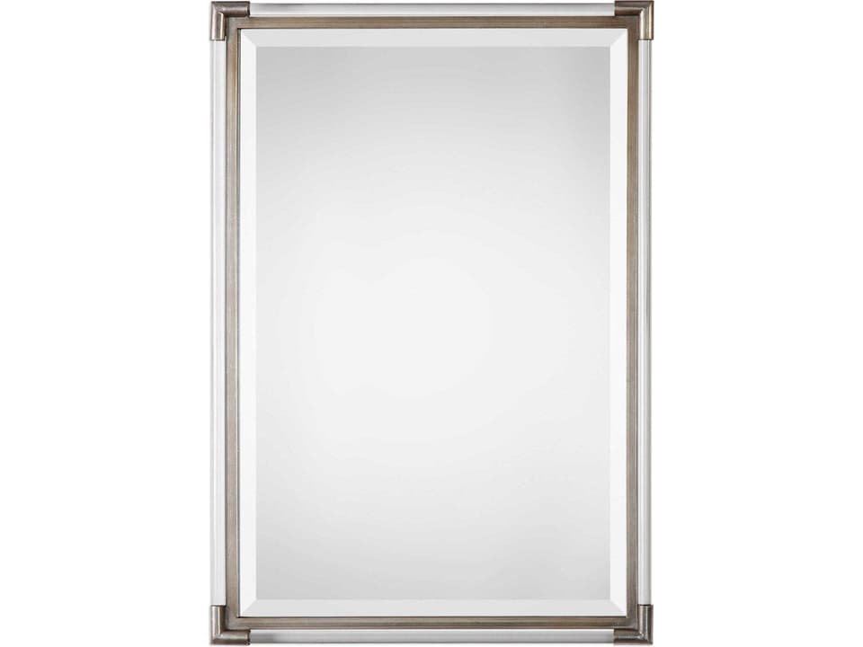 Mackai Metallic Silver Beveled Wall Mirror