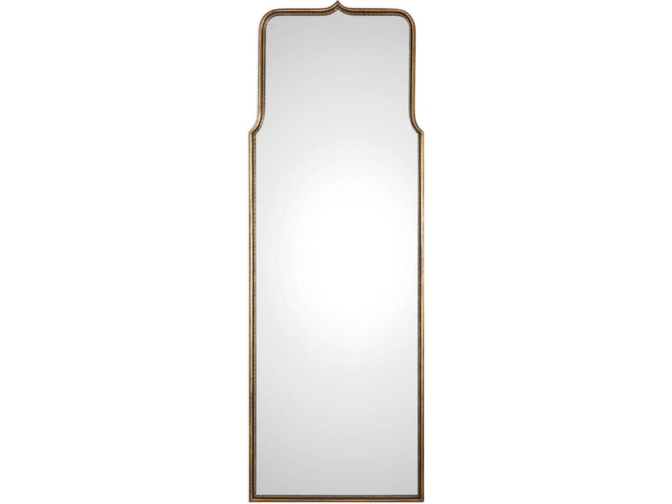 Adelasia Rectangle Framed Wall Mirror in Antiqued Gold Leaf